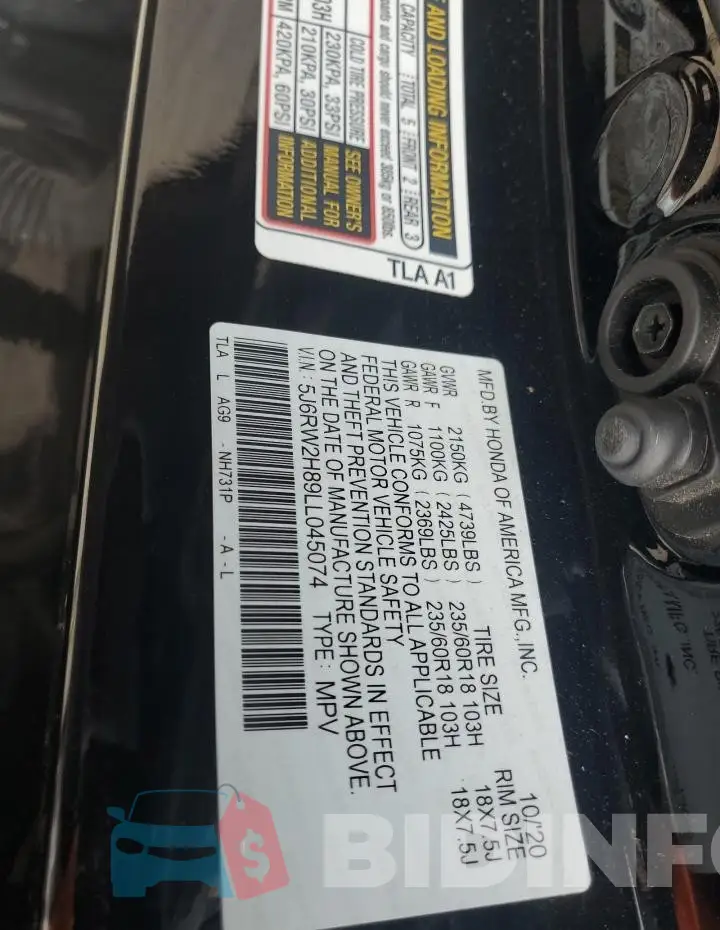5J6RW2H89LL045074 Photo# 13