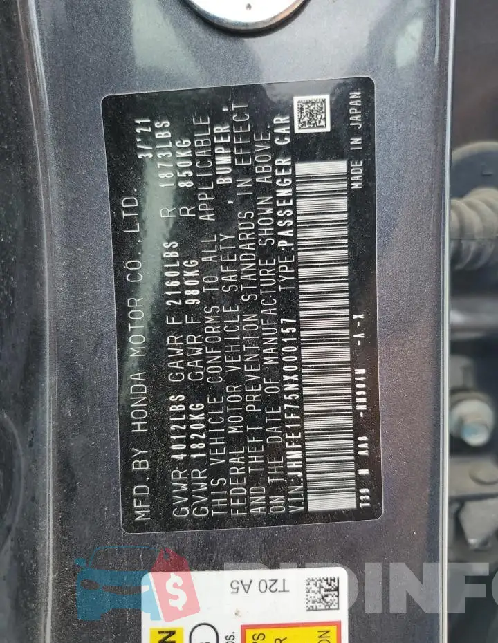 JHMFE1F75NX000157 Photo# 12