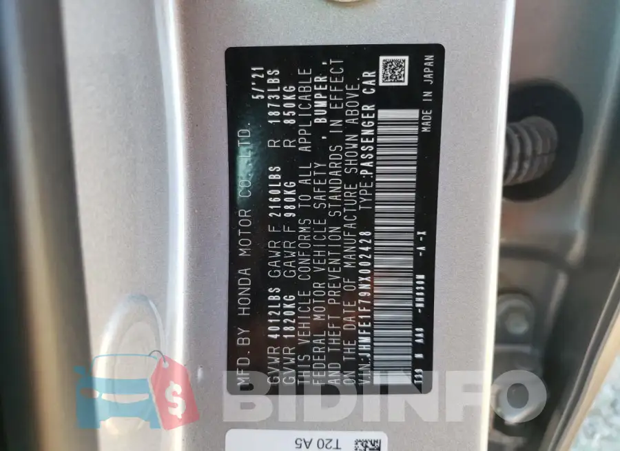 JHMFE1F79NX002428 Photo# 12