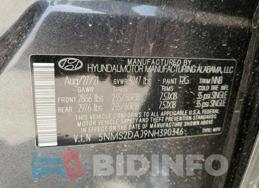 5NMS2DAJ9NH390346 Photo# 12