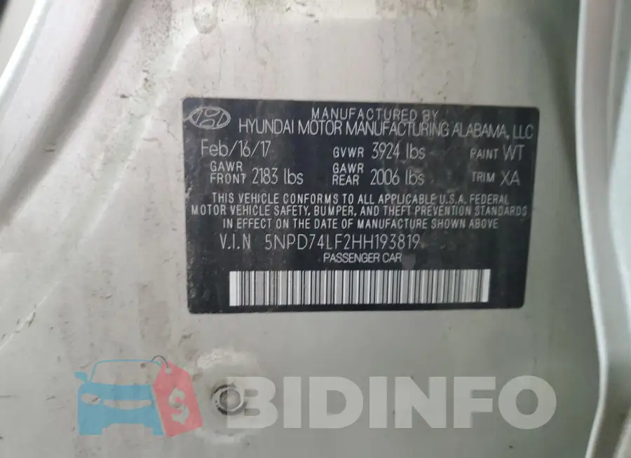 5NPD74LF2HH193819 Photo# 12