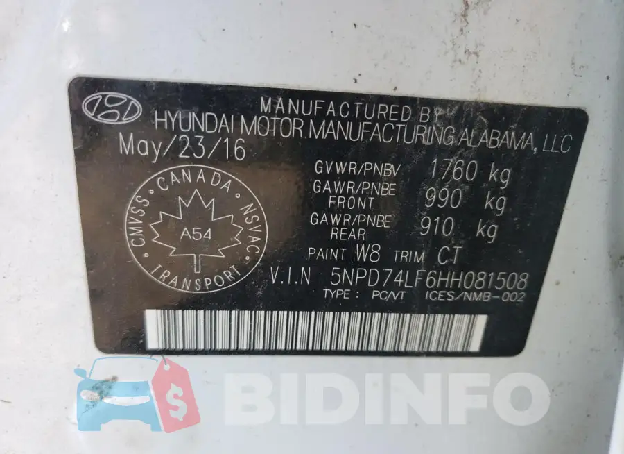 5NPD74LF6HH081508 Photo# 12