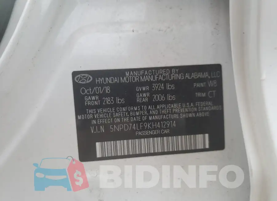 5NPD74LF9KH412914 Photo# 12