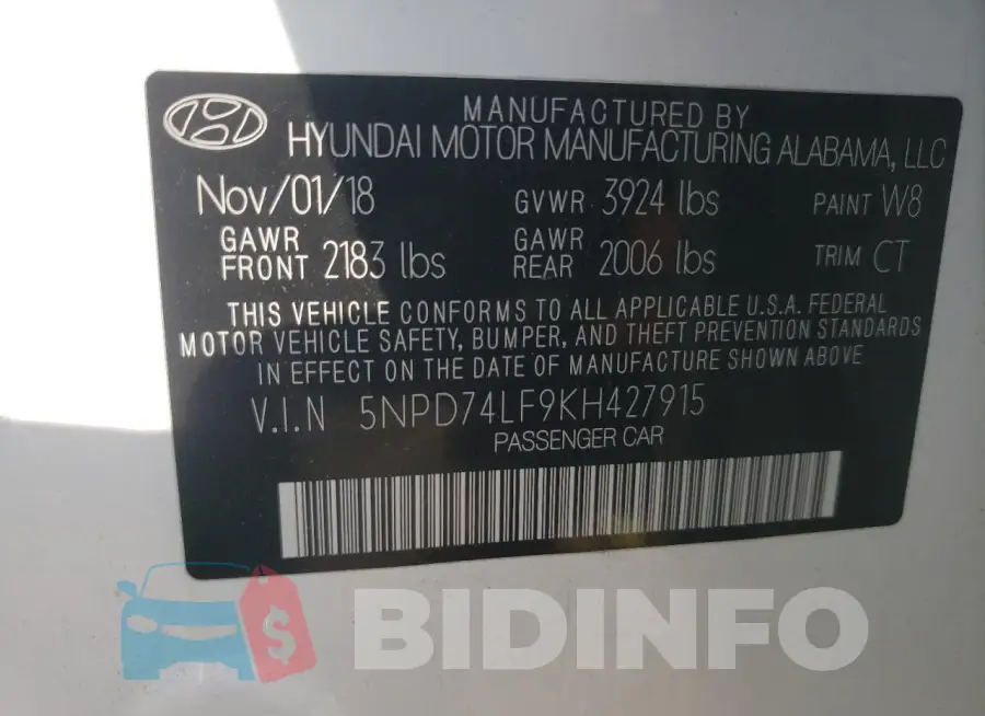 5NPD74LF9KH427915 Photo# 13