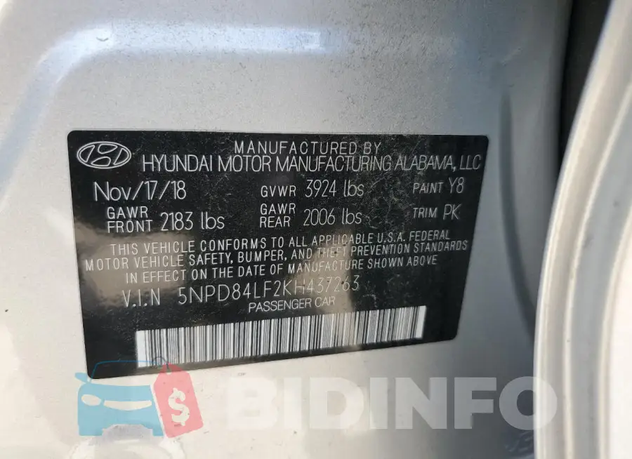 5NPD84LF2KH437263 Photo# 12