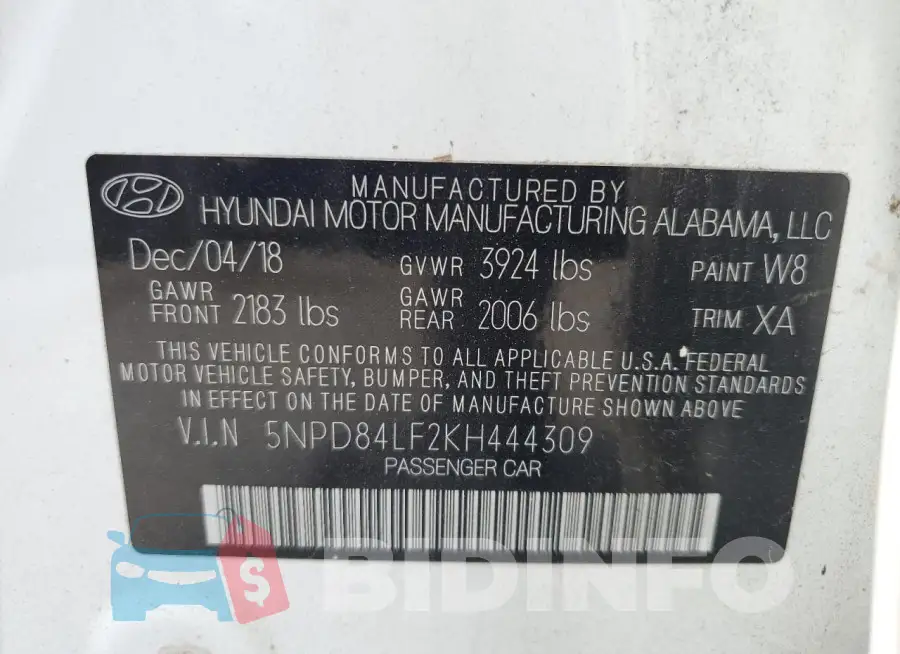 5NPD84LF2KH444309 Photo# 12