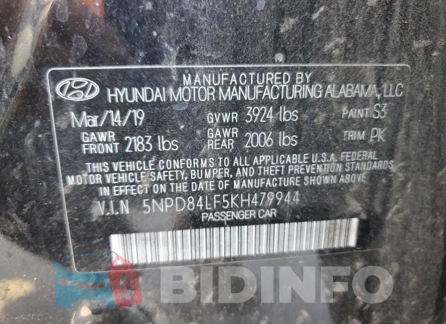 5NPD84LF5KH479944 Photo# 12