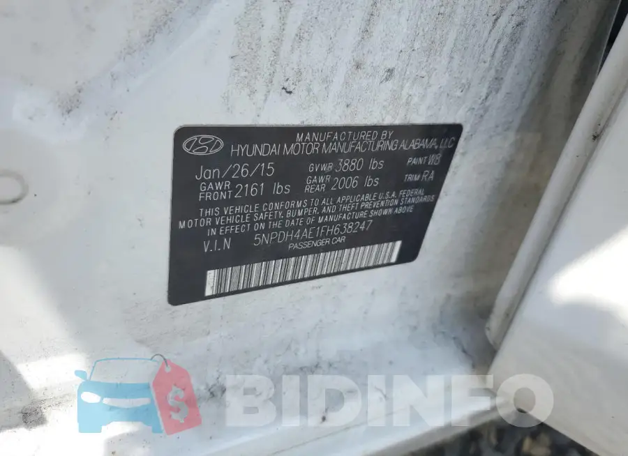 5NPDH4AE1FH638247 Photo# 12