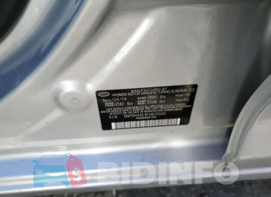 5NPDH4AE4FH615545 Photo# 12