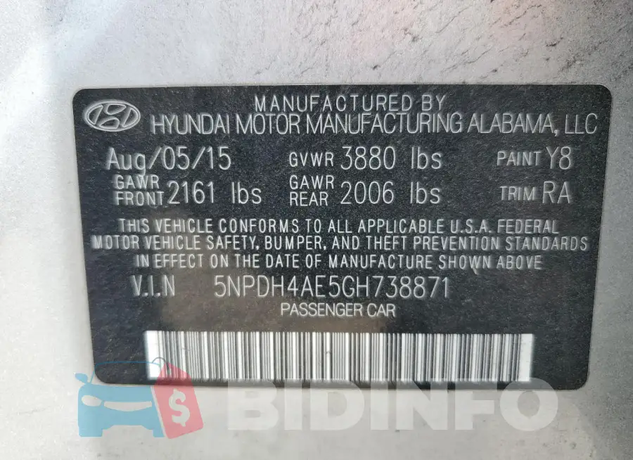 5NPDH4AE5GH738871 Photo# 13