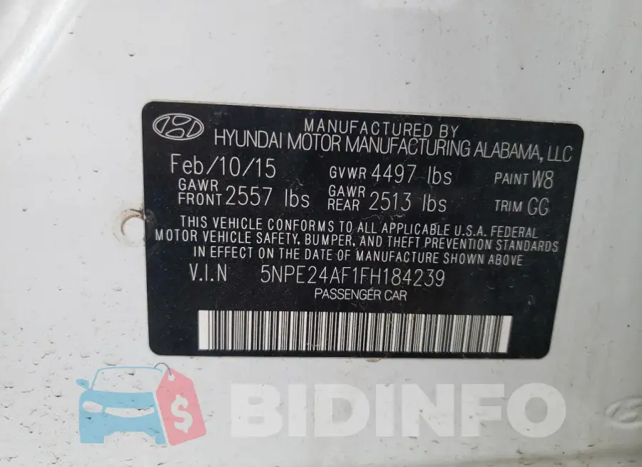 5NPE24AF1FH184239 Photo# 12