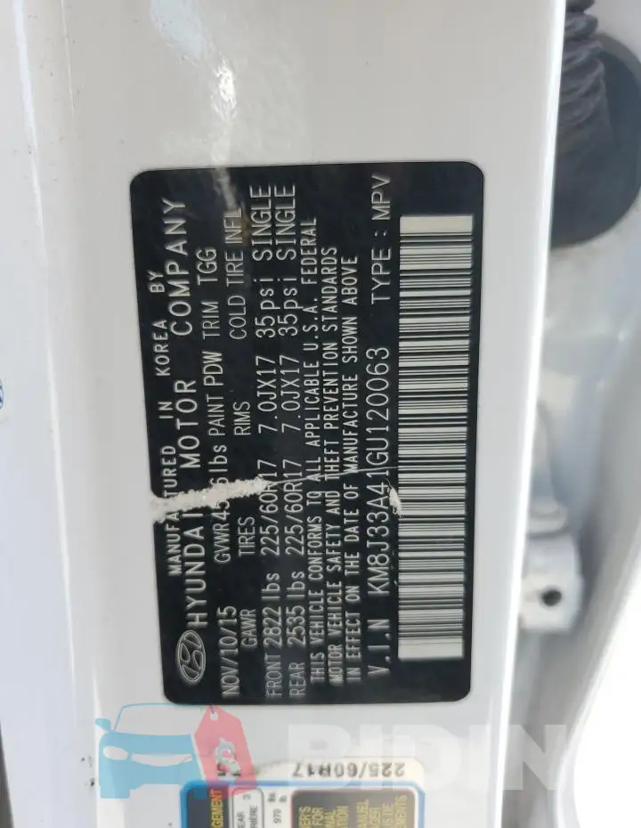 KM8J33A41GU120063 Photo# 13