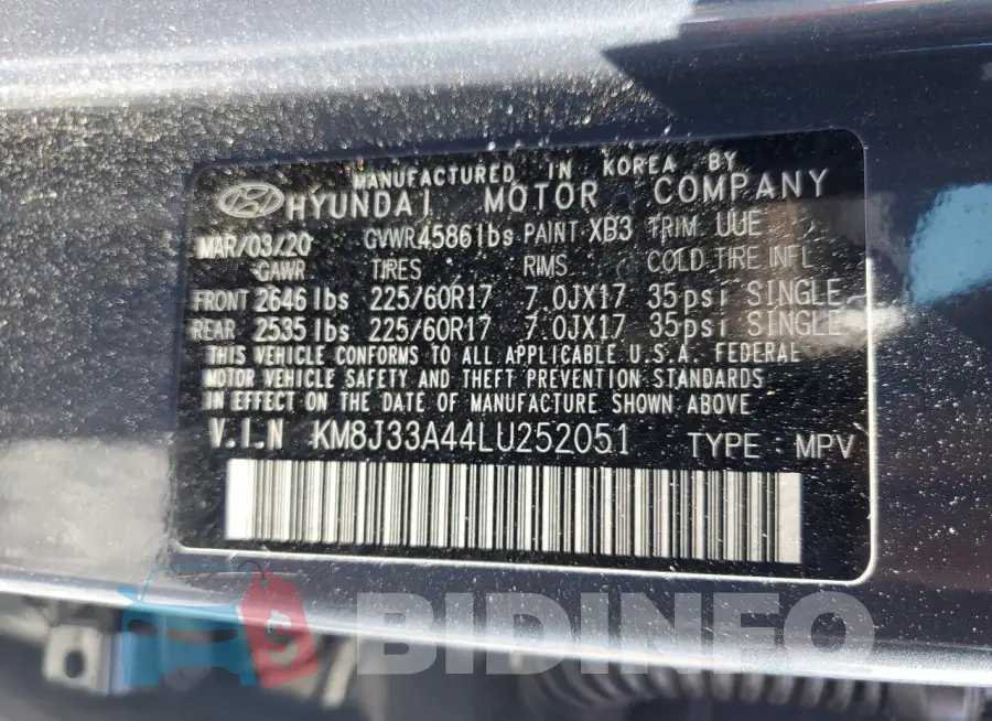 KM8J33A44LU252051 Photo# 14