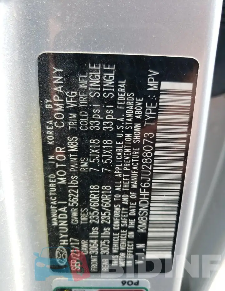 KM8SNDHF6JU288073 Photo# 13