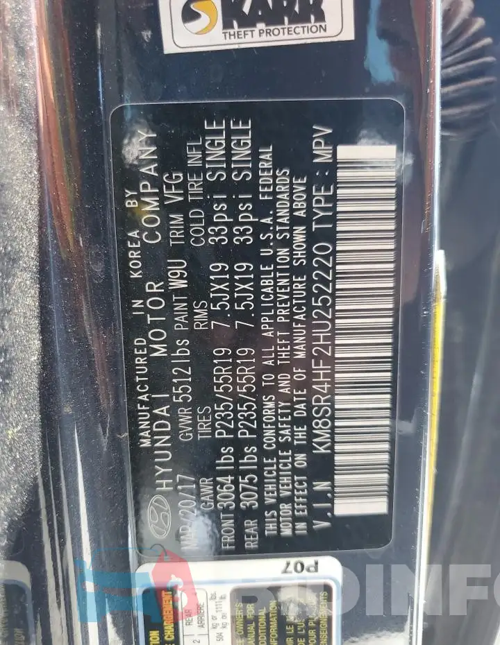 KM8SR4HF2HU252220 Photo# 13
