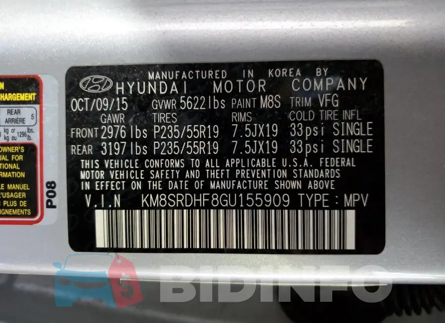 KM8SRDHF8GU155909 Photo# 13