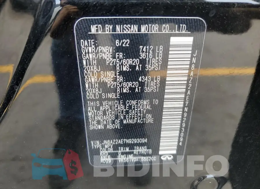 JN8AZ2AE7N9293094 Photo# 13