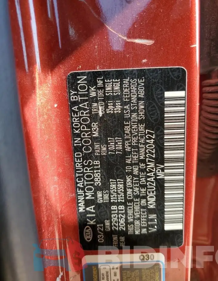 KNDEU2AA2M7220427 Photo# 12