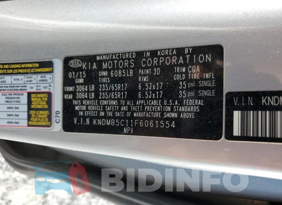 KNDMB5C11F6061554 Photo# 13