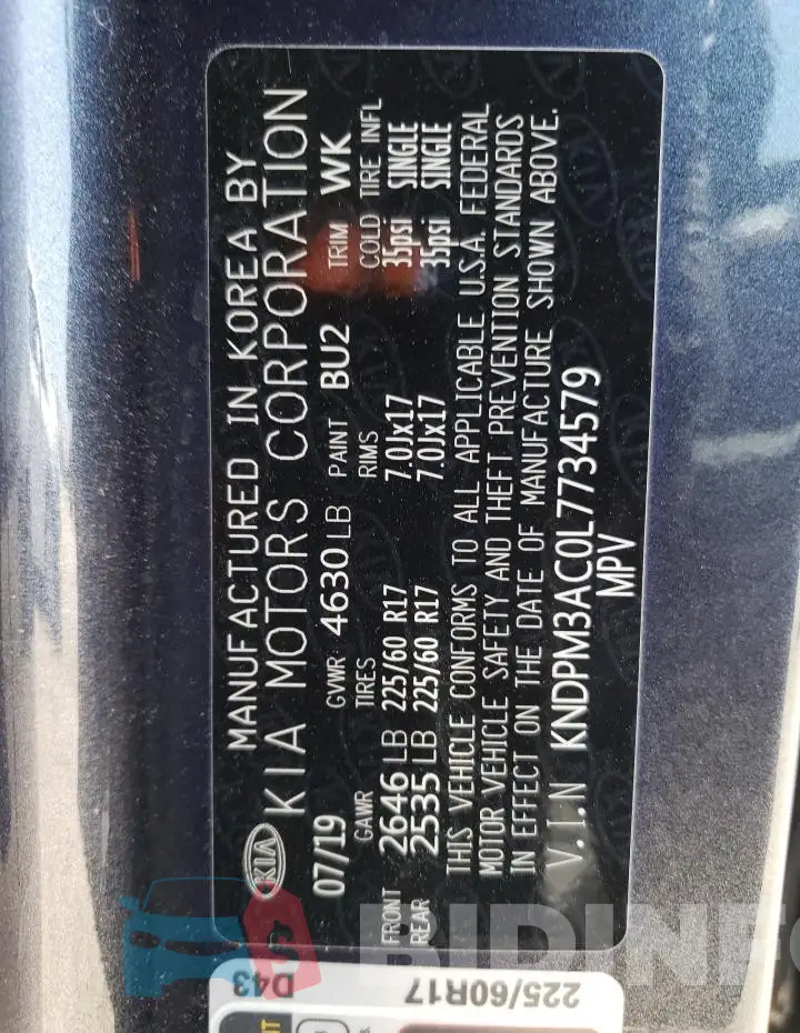 KNDPM3AC0L7734579 Photo# 13