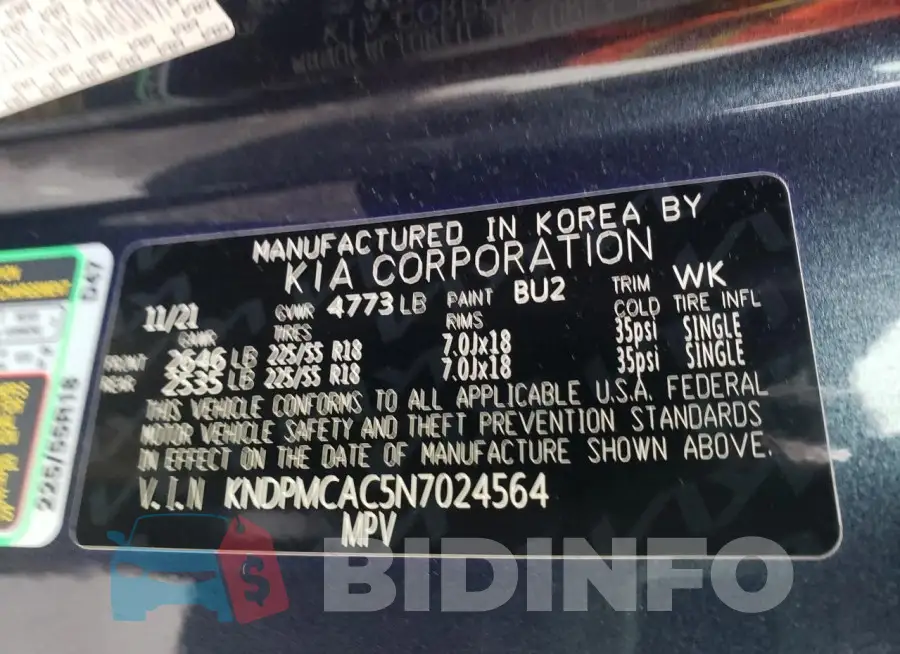 KNDPMCAC5N7024564 Photo# 12