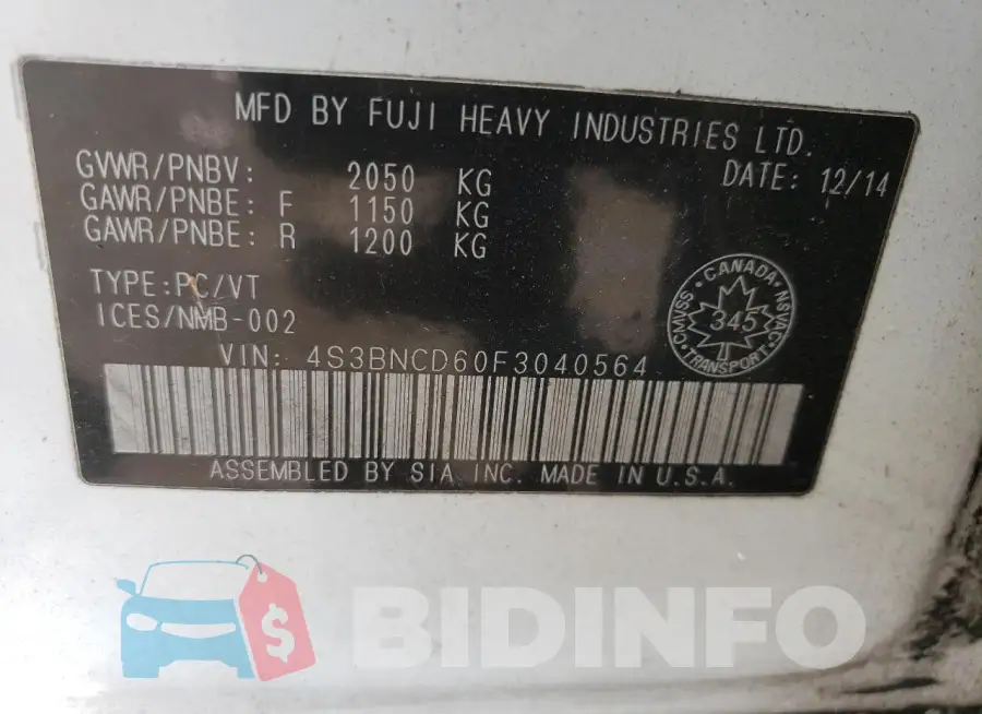 4S3BNCD60F3040564 Photo# 13