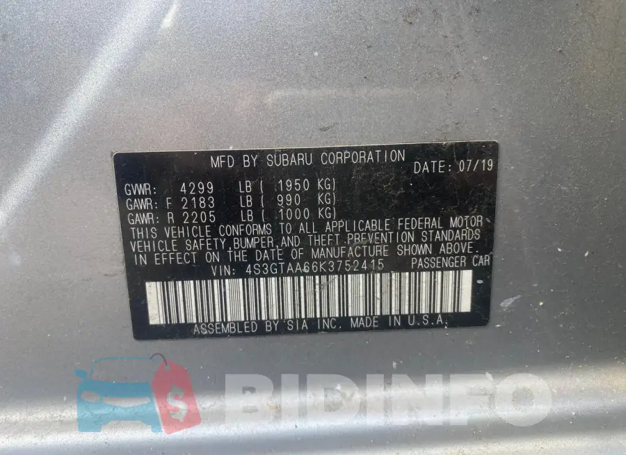 4S3GTAA66K3752415 Photo# 10