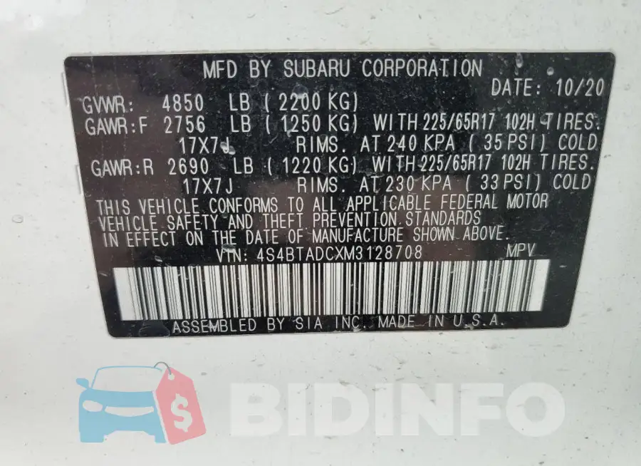 4S4BTADCXM3128708 Photo# 13