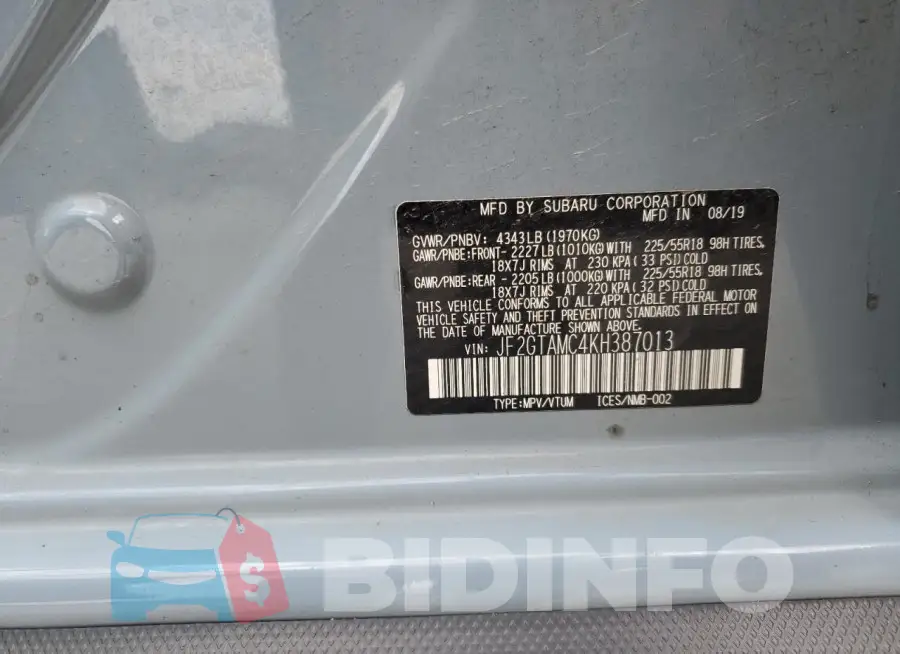JF2GTAMC4KH387013 Photo# 13