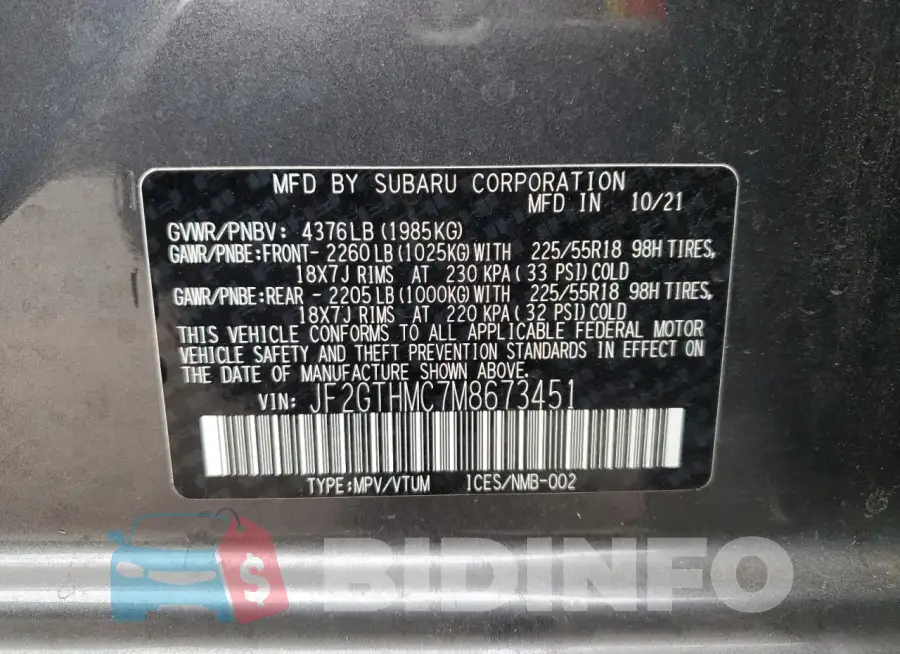 JF2GTHMC7M8673451 Photo# 13