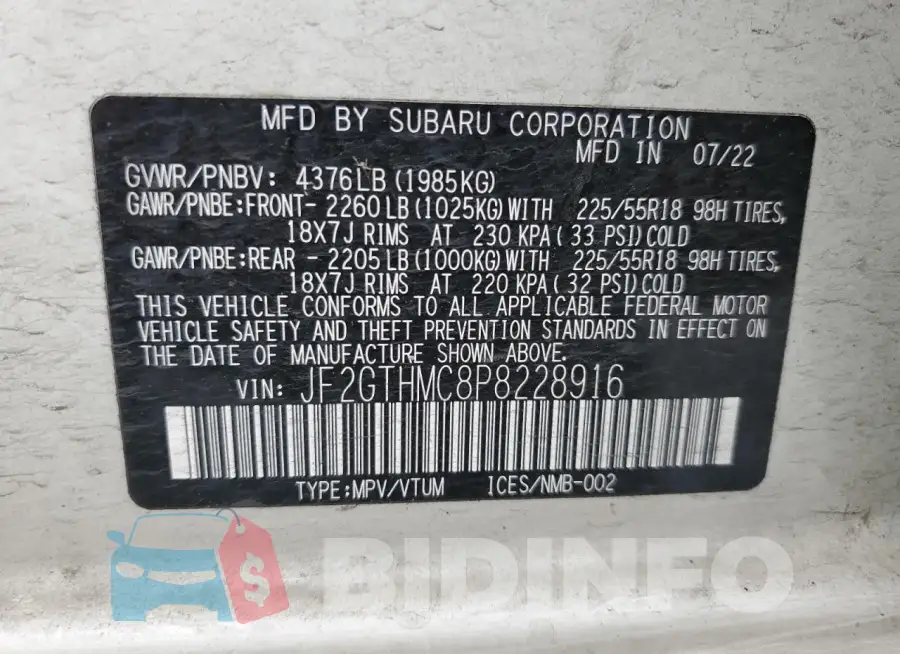 JF2GTHMC8P8228916 Photo# 12