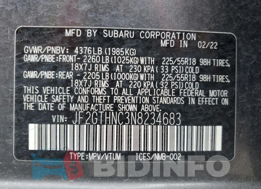 JF2GTHNC3N8234683 Photo# 13