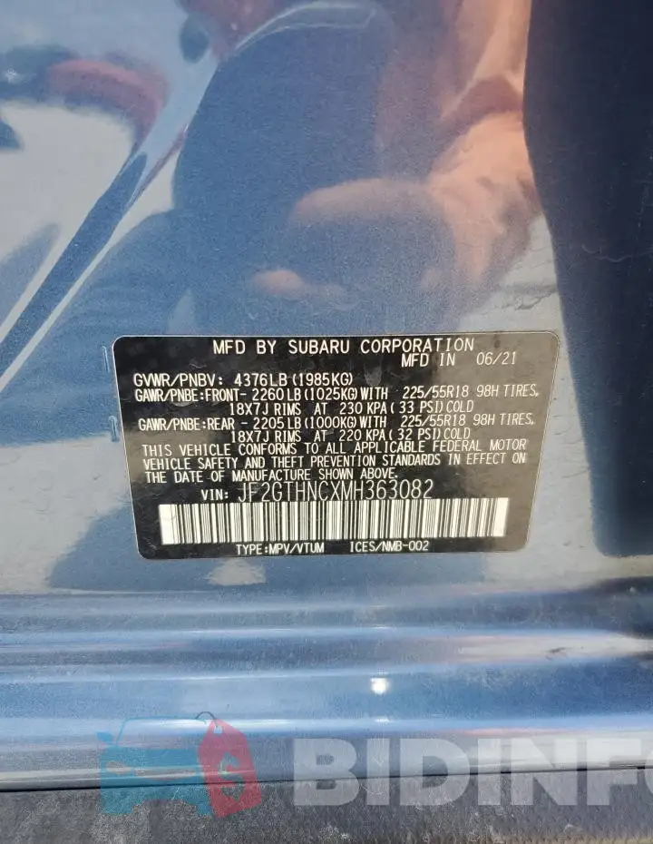 JF2GTHNCXMH363082 Photo# 14