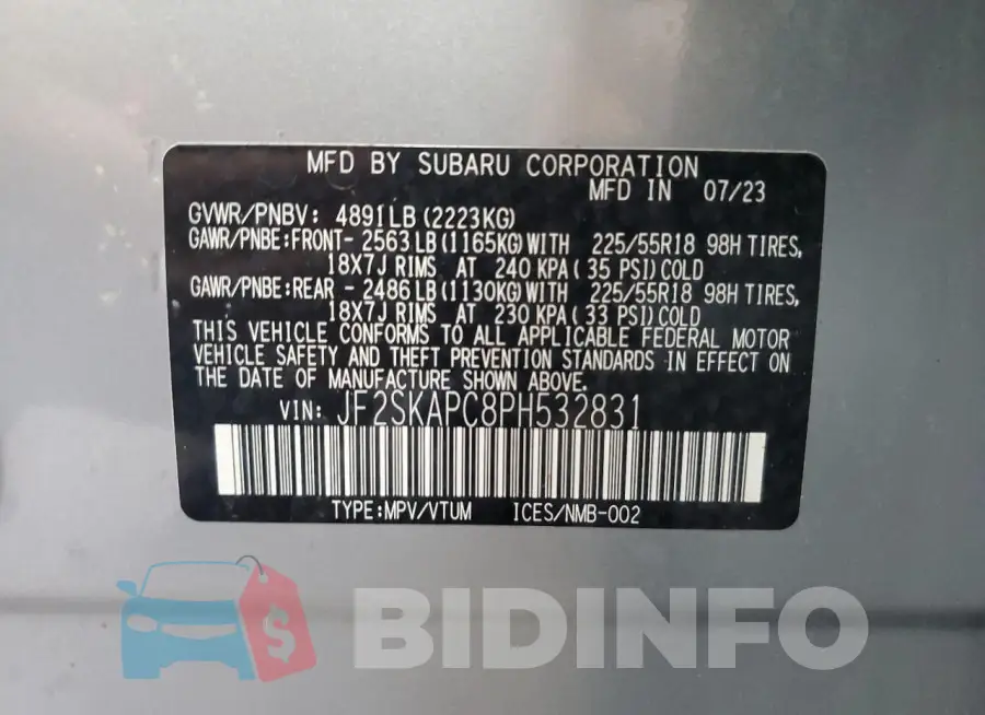 JF2SKAPC8PH532831 Photo# 14