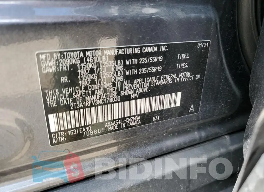 2T3A1RFV3MC178030 Photo# 13