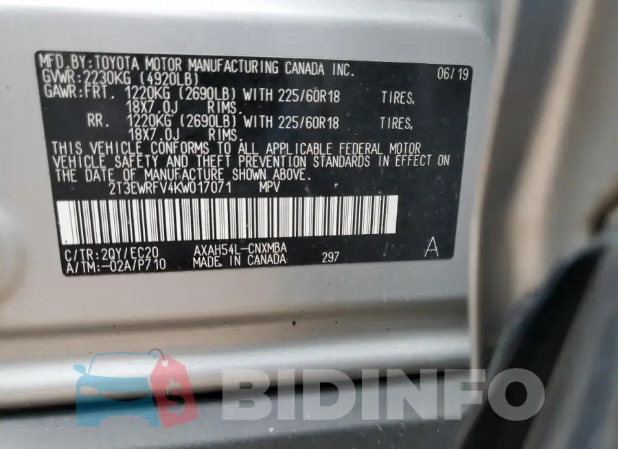 2T3EWRFV4KW017071 Photo# 13