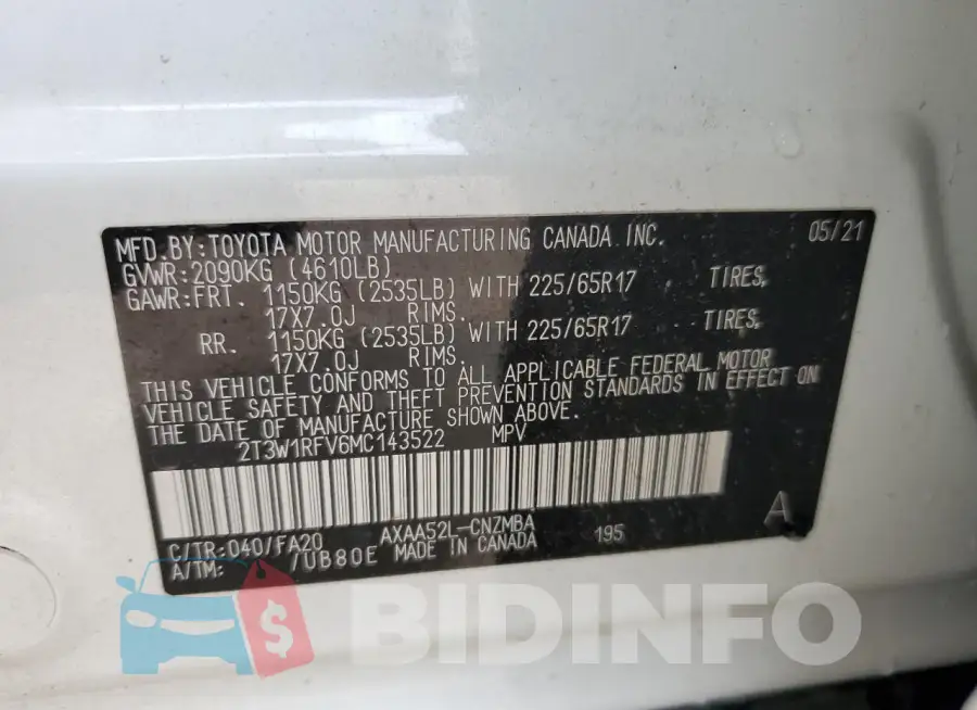 2T3W1RFV6MC143522 Photo# 14