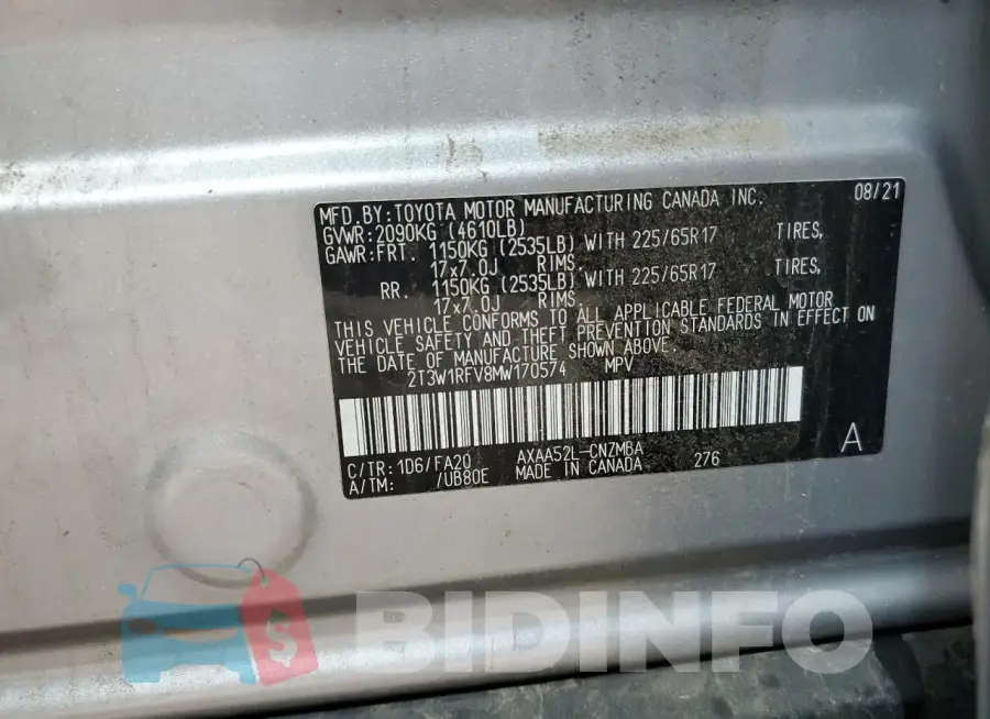 2T3W1RFV8MW170574 Photo# 14