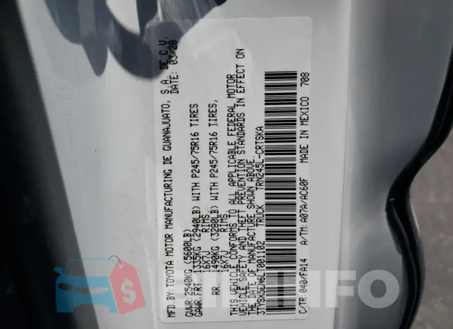 3TYSX5EN6LT001102 Photo# 12