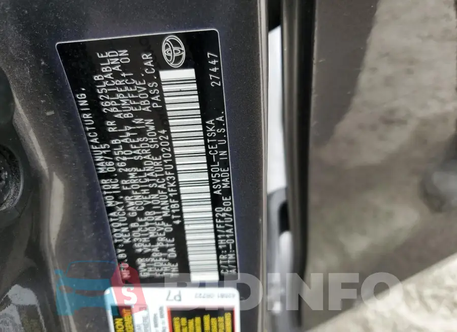 4T1BF1FK3FU102024 Photo# 13