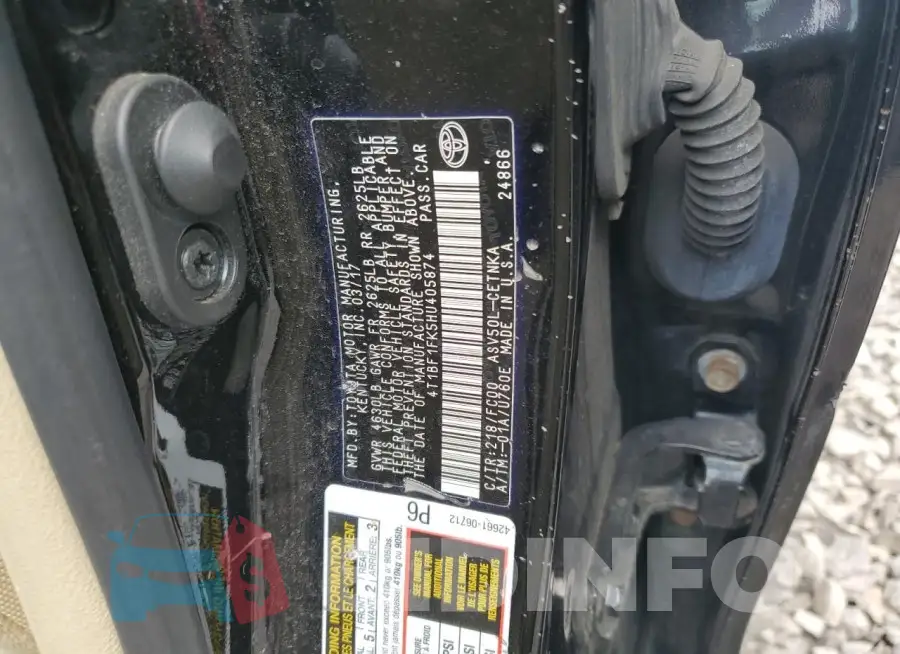 4T1BF1FK5HU405874 Photo# 12