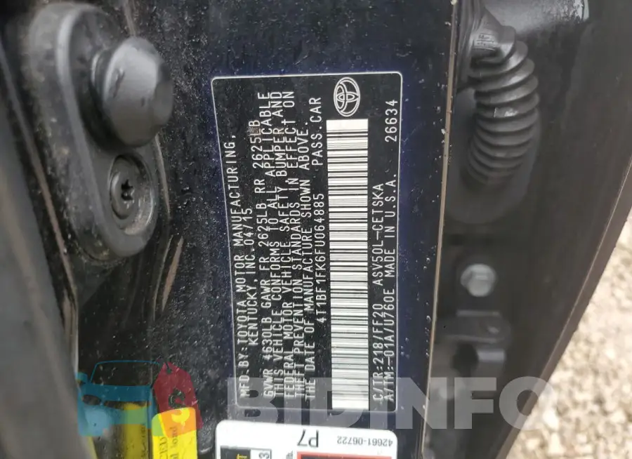 4T1BF1FK6FU064885 Photo# 12
