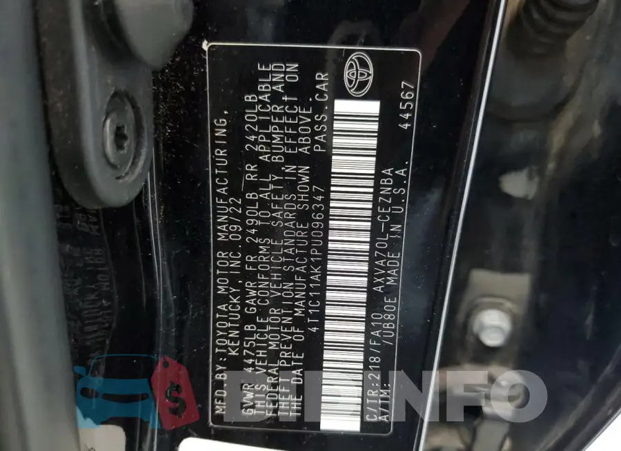4T1C11AK1PU096347 Photo# 13