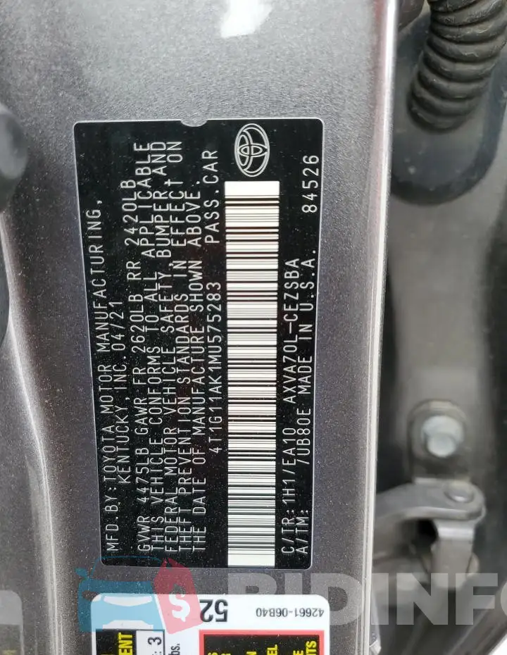 4T1G11AK1MU575283 Photo# 12