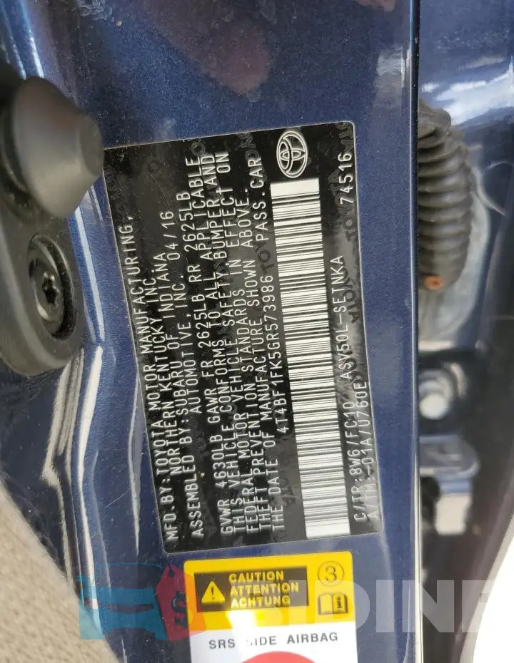 4T4BF1FK5GR573986 Photo# 12