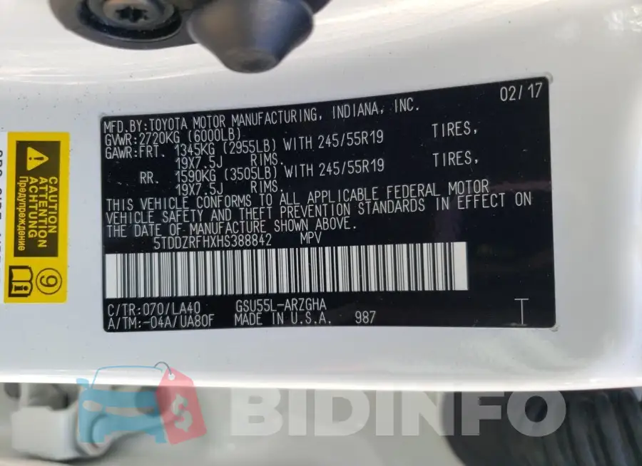 5TDDZRFHXHS388842 Photo# 13