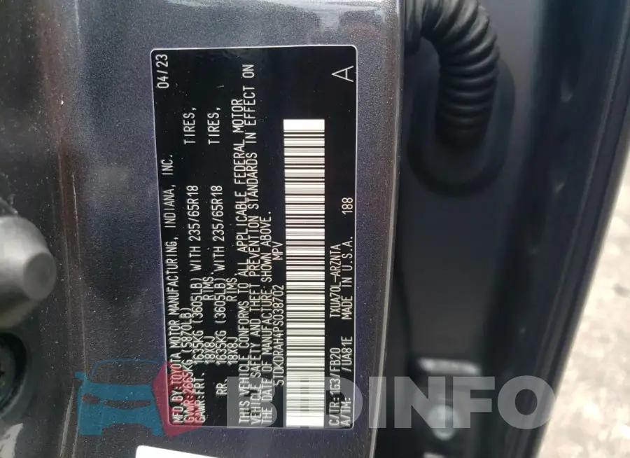 5TDKDRAH4PS038702 Photo# 14