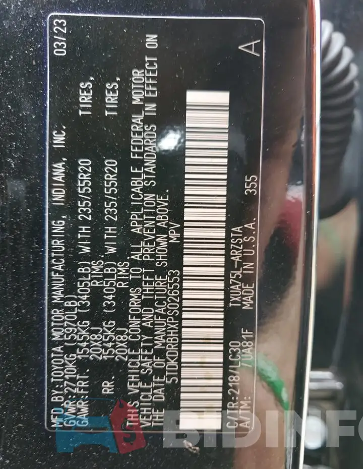 5TDKDRBHXPS026553 Photo# 13