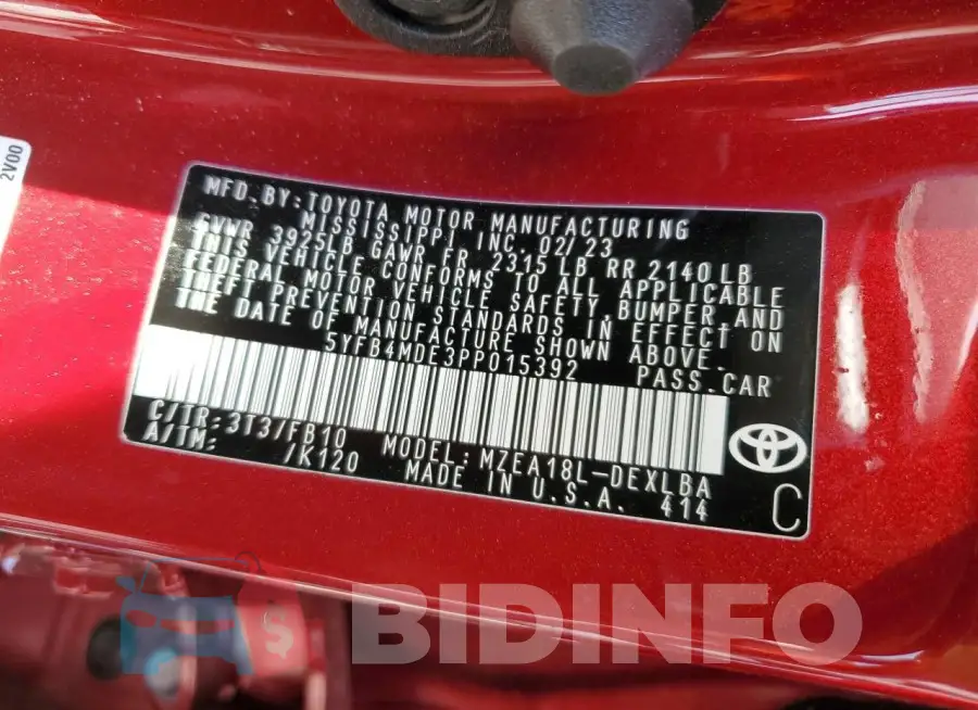 5YFB4MDE3PP015392 Photo# 12
