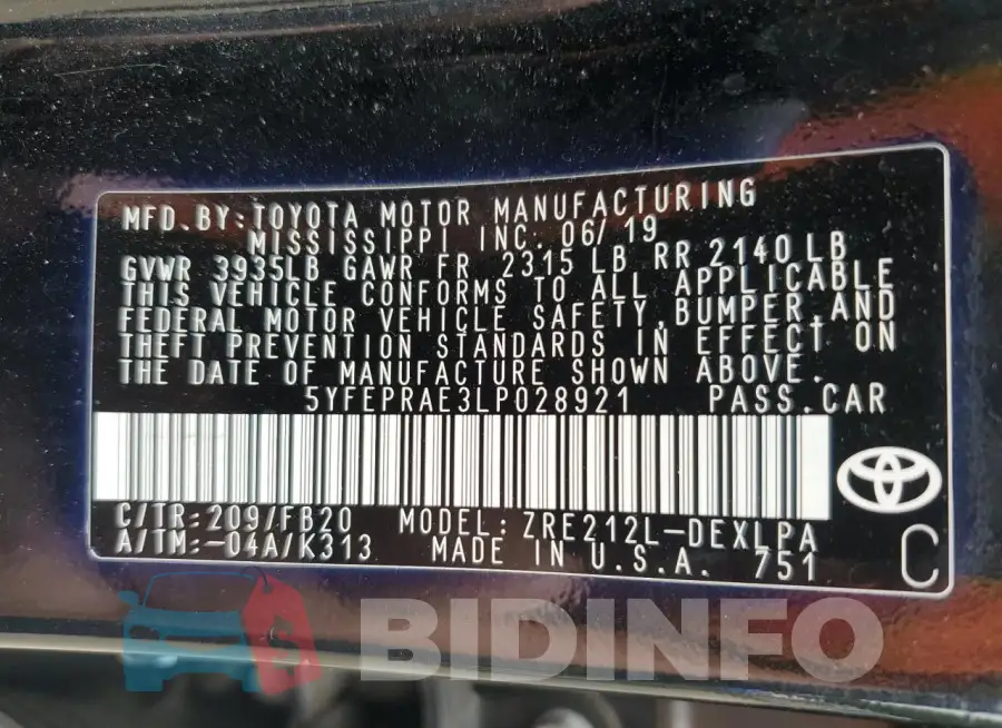 5YFEPRAE3LP028921 Photo# 13